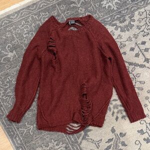 Sparkle & Fade Distressed Maroon Sweater